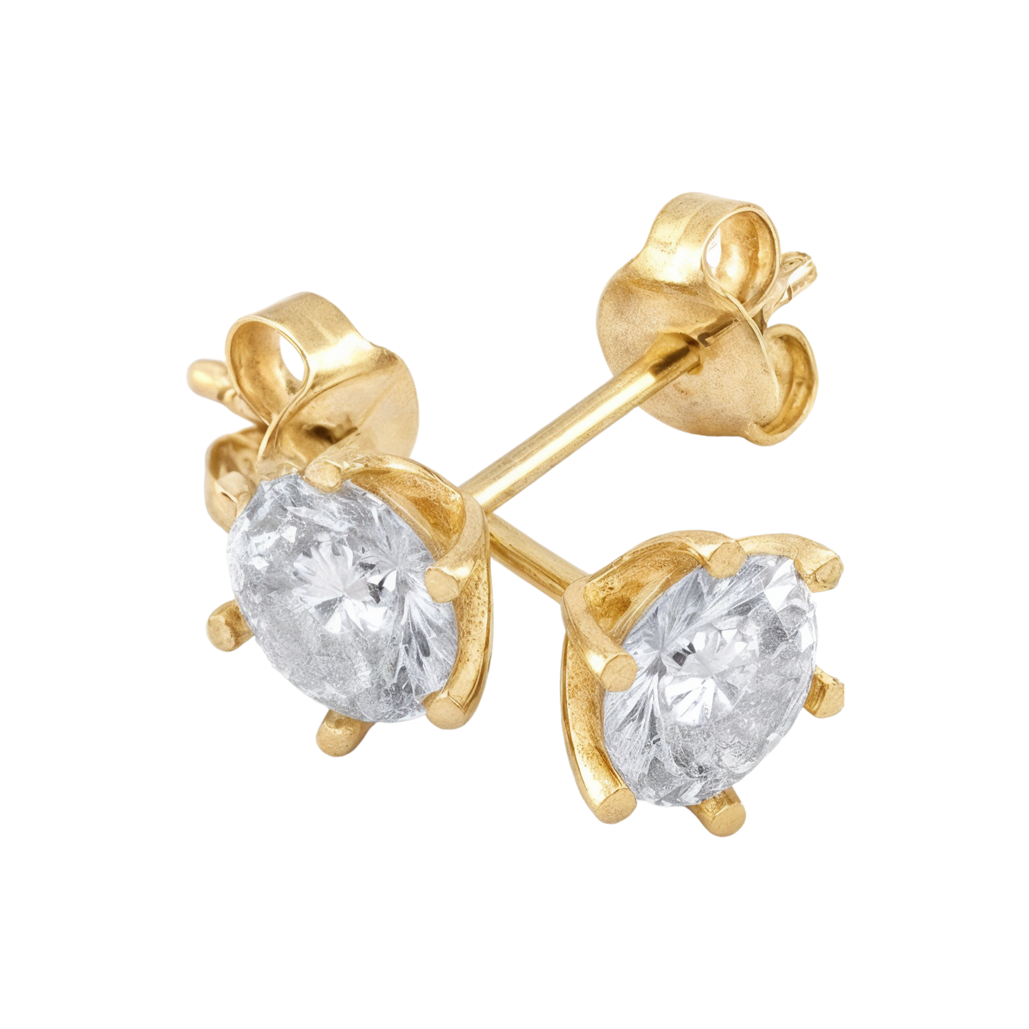 14k Solid Gold Solitaire Stud Earrings with 5-Claw Setting by Fine Gold Jewelry