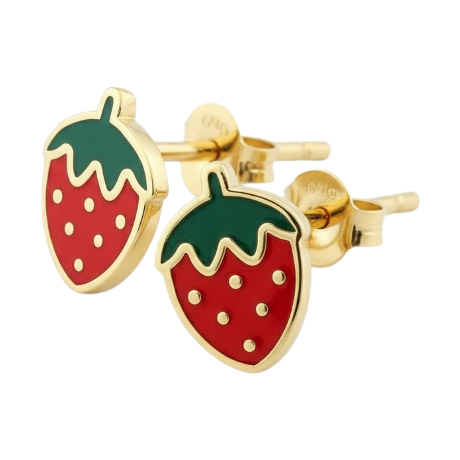 14k Solid Gold Strawberry Stud Earring for Kids and Babies by Fine Gold Jewelry
