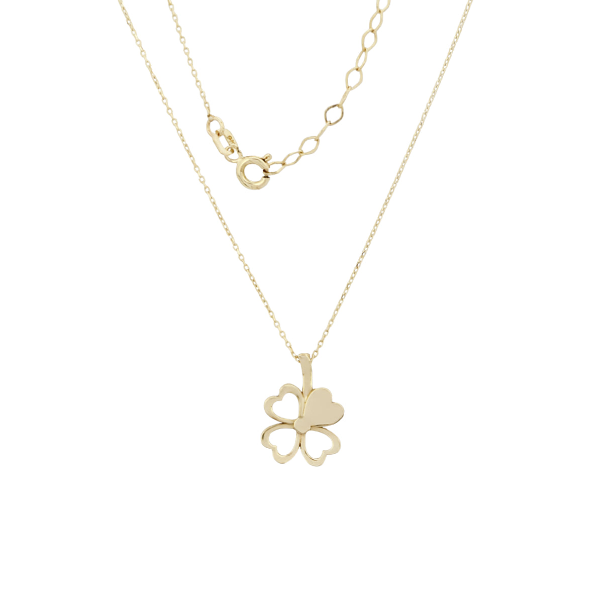 14k Gold Clover Necklace with Minimalist Charm Pendant by Fine Gold Jewelry
