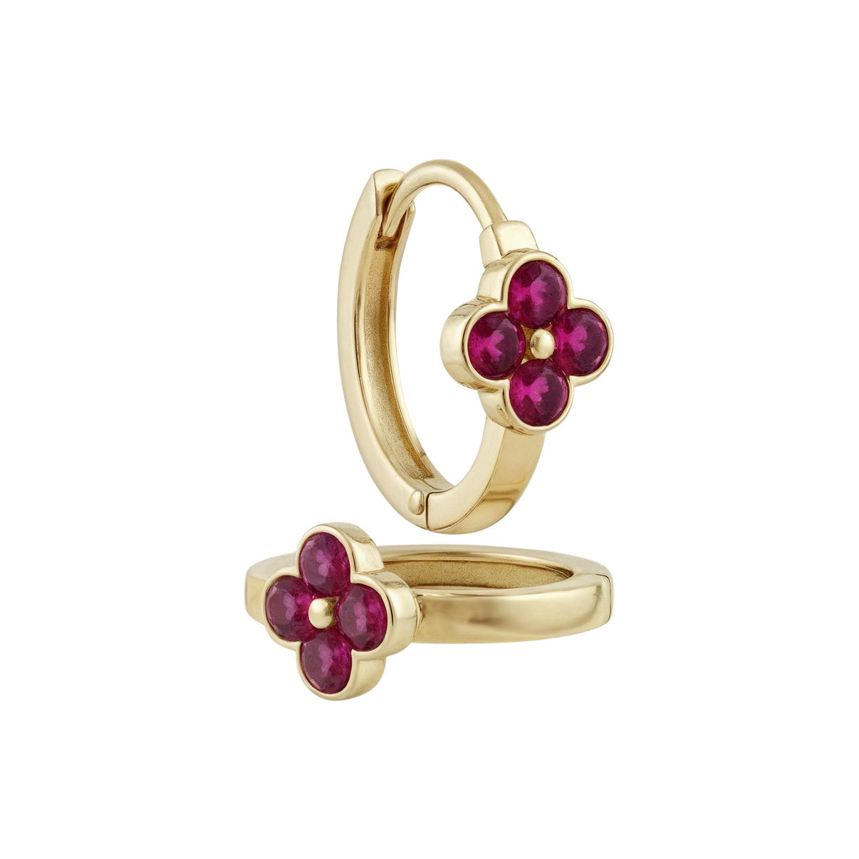 14k Gold Cluster Huggie Hoop Earrings by Fine Gold Jewelry