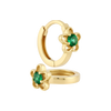 14k Gold Flower Huggie Hoop Earrings by Fine Gold Jewelry