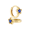 14k Gold Flower Huggie Hoop Earrings by Fine Gold Jewelry