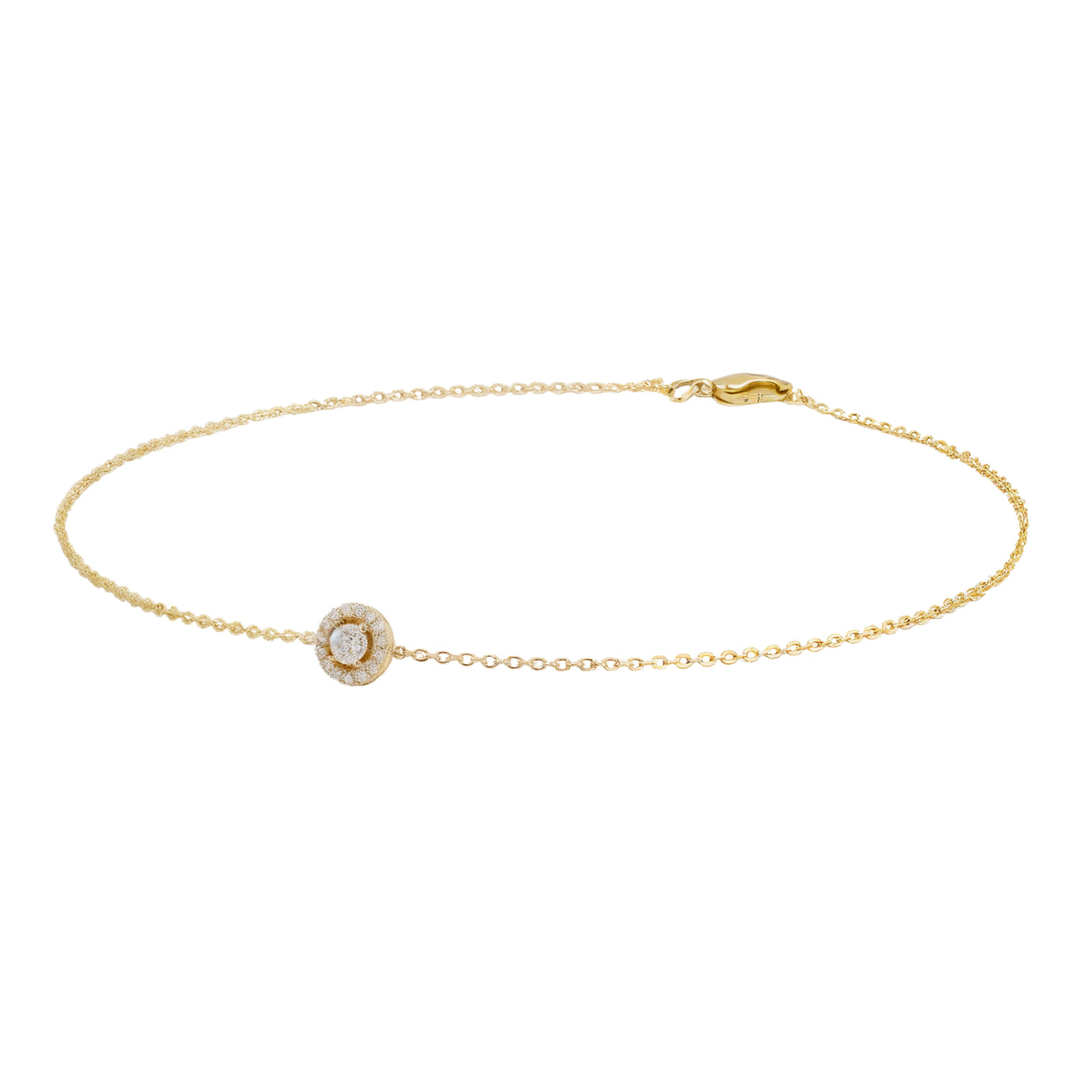 14k Gold Halo Stimulated Diamond Bracelet - Fine Gold Jewelry 