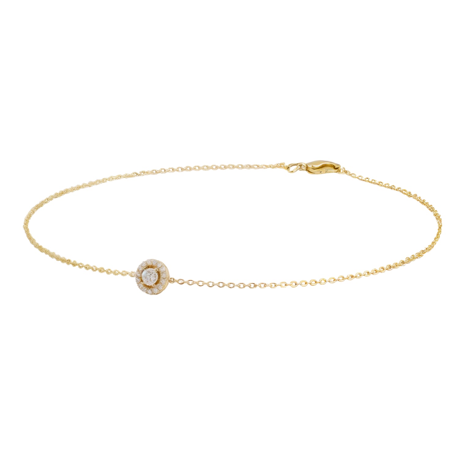 14k Gold Halo Stimulated Diamond Bracelet | Trendy Minimalist Luxury by Fine Gold Jewelry