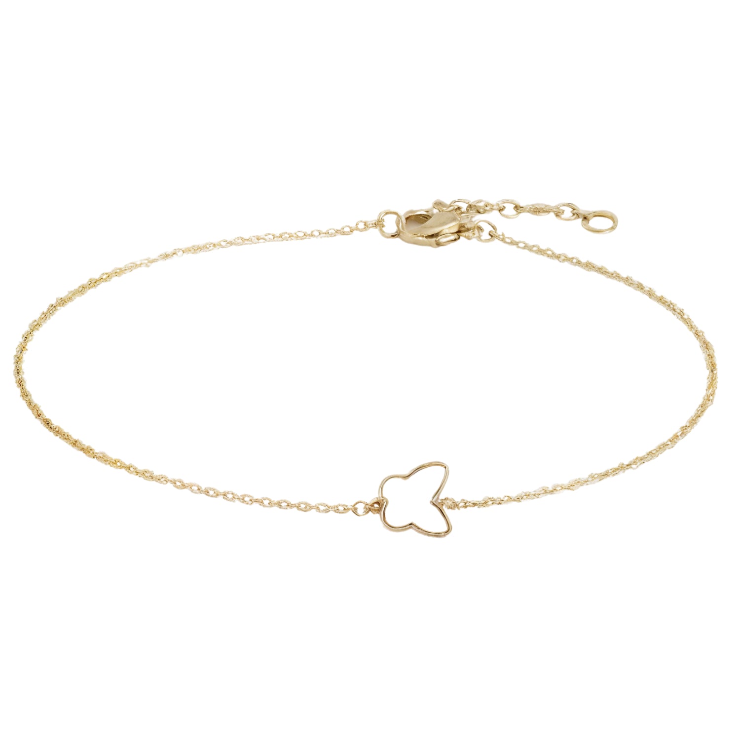 14k Gold Mother of Pearl Butterfly Bracelet | Minimalist Trendy Luxury Jewelry by Fine Gold Jewelry