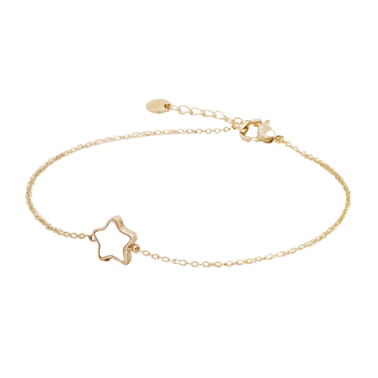 14k Gold Mother of Pearl Star Bracelet | Trendy Minimalist Luxury Jewelry by Fine Gold Jewelry