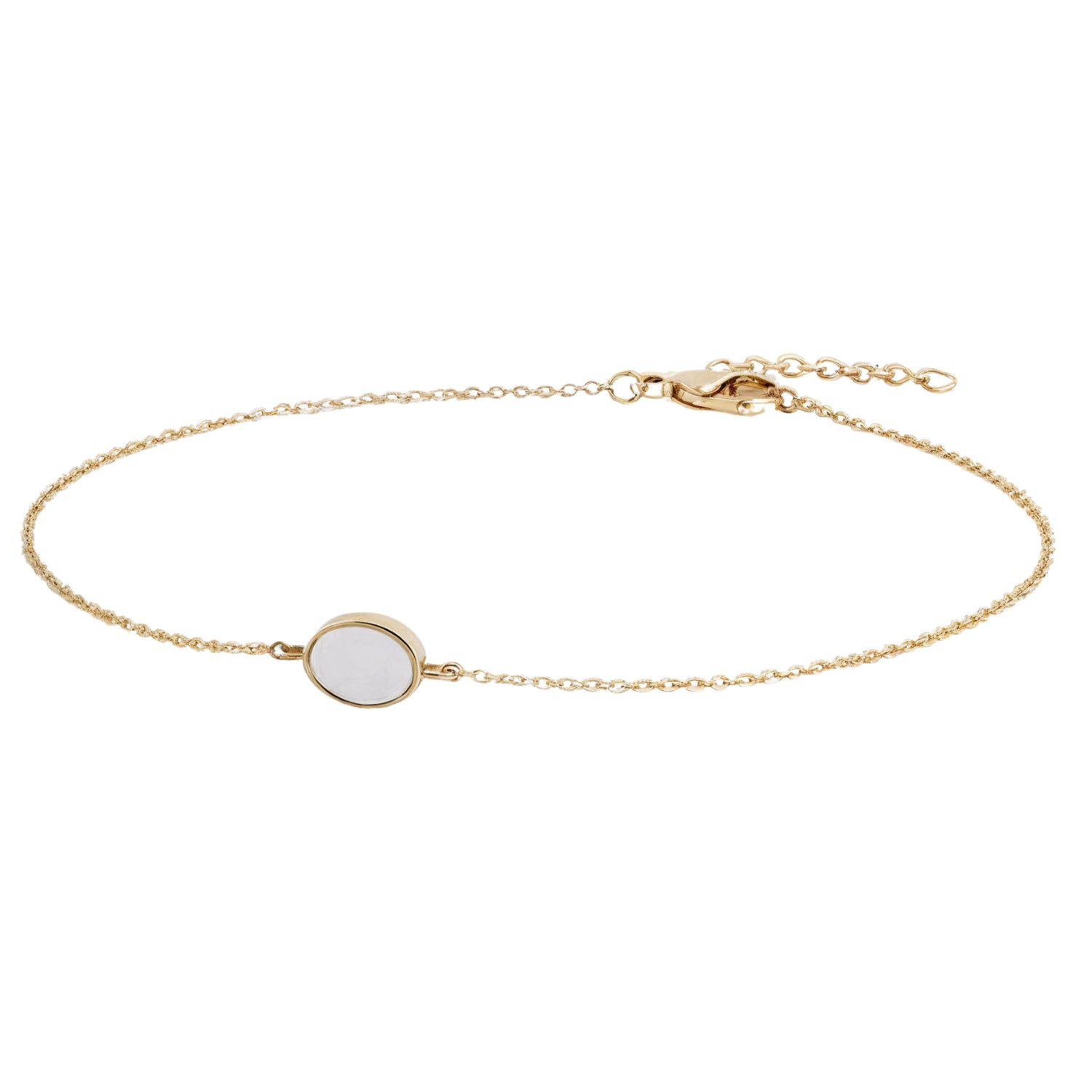 14k Gold Oval Mother of Pearl Bracelet | Minimalist Fine Jewelry