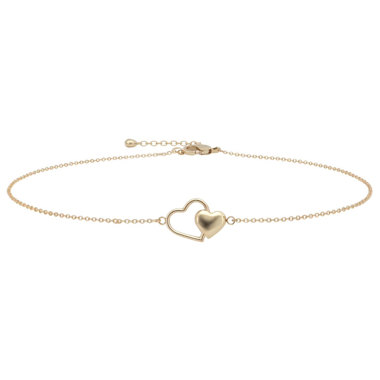 14k Gold Double Heart Bracelet | Fine Gold Jewelry