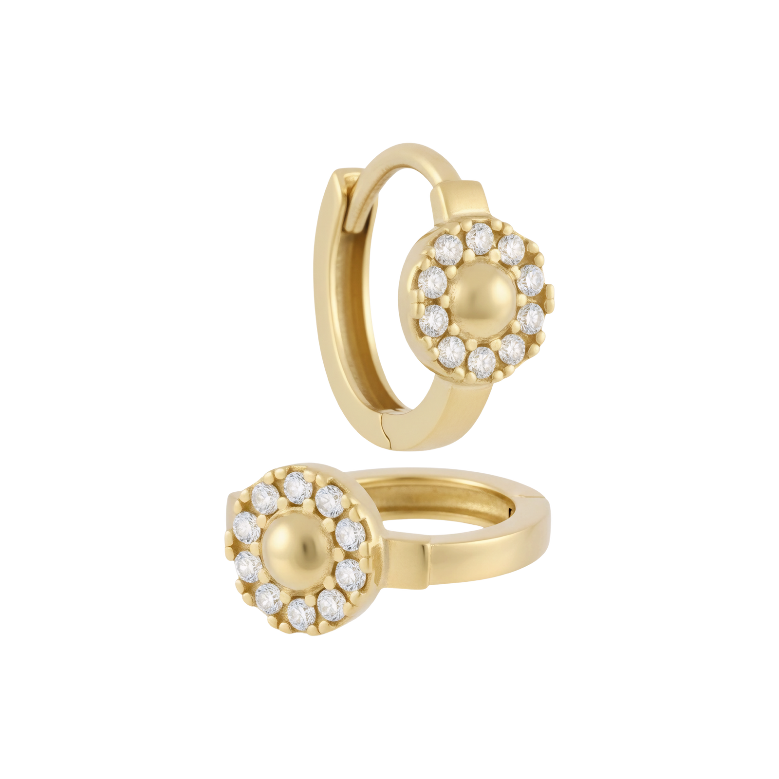 14k Gold Huggie Hoop Earrings Prong/Claw | Fine Gold Jewelry