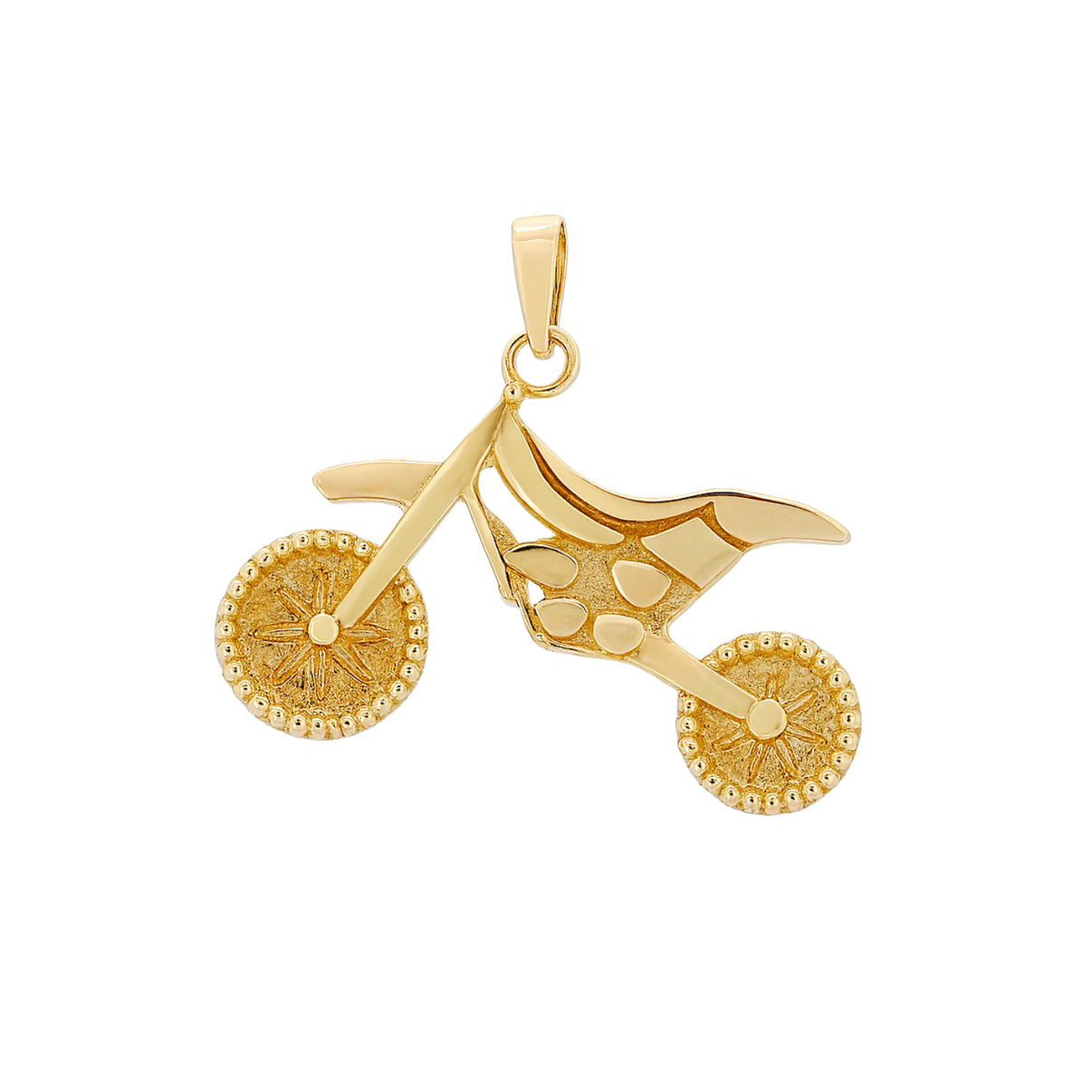 14k Yellow Gold motorbike pendant by Fine Gold Jewelry