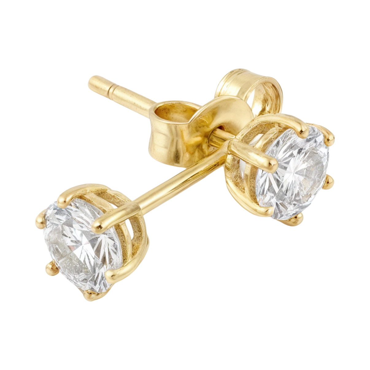 14k Solid Gold 4mm Solitaire Stud Earrings with 6-Claw Setting by Fine Gold Jewelry