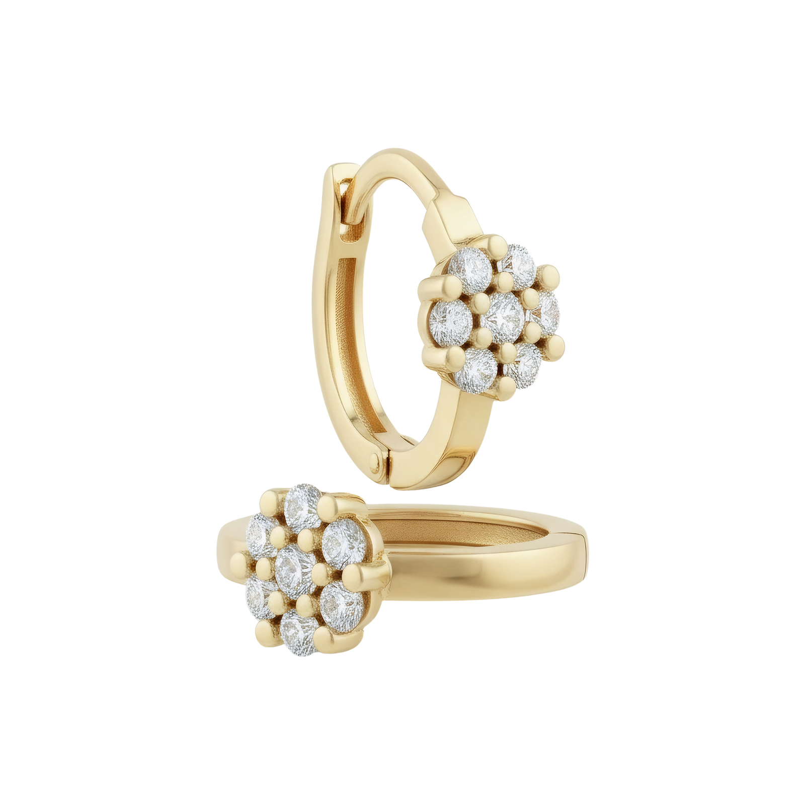 14k Gold Huggie Hoop Earrings Prong/Claw | Fine Gold Jewelry