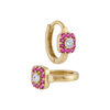 14k Gold Cluster Huggie Hoop Earrings by Fine Gold Jewelry
