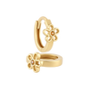 14k Gold Flower Huggie Hoop Earrings by Fine Gold Jewelry