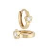 14k Gold Solitaire Huggie Hoop Earrings by Fine Gold Jewelry