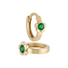 14k Gold Solitaire Huggie Hoop Earrings by Fine Gold Jewelry