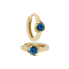 14k Solid Gold Floral Huggie Earrings with Aqua Zircon by Fine Gold Jewelry