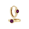 14k Solid Gold Solitaire Huggie Earrings with Bezel Zircons by Fine Gold Jewelry