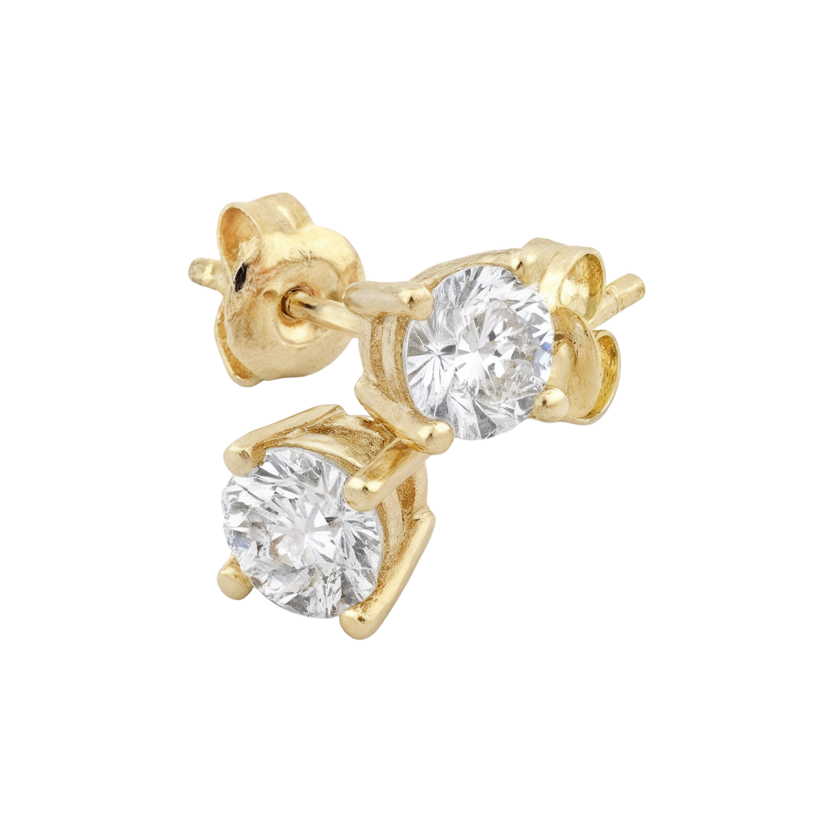 14k Solid Gold Solitaire Stud Earrings with 4-Claw Setting by Fine Gold Jewelry