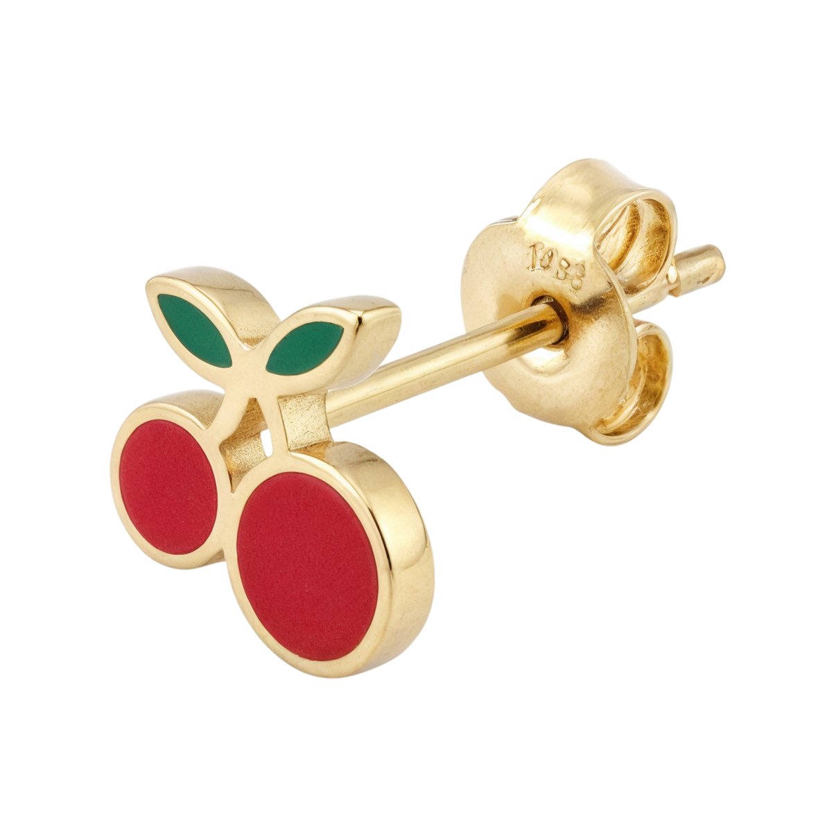 14k Solid Gold Cherry Stud Earring for Kids and Babies by Fine Gold Jewelry