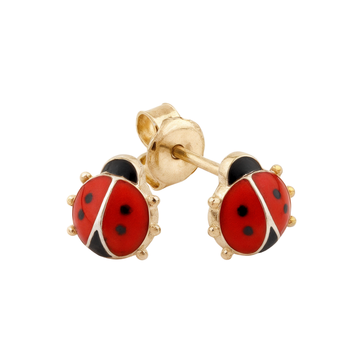 14k Solid Gold Ladybug Stud Earring for Kids and Babies by Fine Gold Jewelry