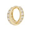 14k Solid Gold 10mm Huggie Earrings with Channel-Set Gemstones by Fine Gold Jewelry