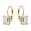 14k Gold and White Gold Leverback Earrings with Emerald-Cut Gemstones by Fine Gold Jewelry