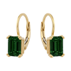 14k Gold and White Gold Leverback Earrings with Emerald-Cut Gemstones by Fine Gold Jewelry