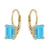 14k Gold and White Gold Leverback Earrings with Emerald-Cut Gemstones by Fine Gold Jewelry