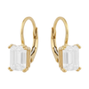 14k Gold and White Gold Leverback Earrings with Emerald-Cut Gemstones by Fine Gold Jewelry