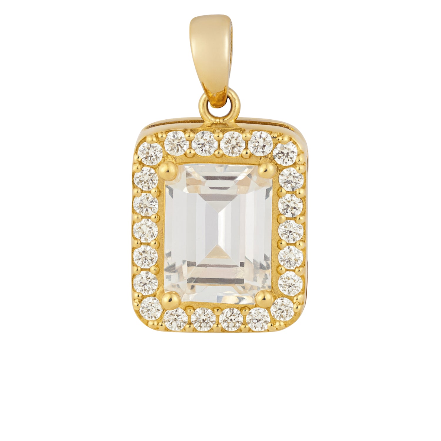 14k Gold Emerald-Cut Halo Pendant Collection | Fine Gold Jewelry
