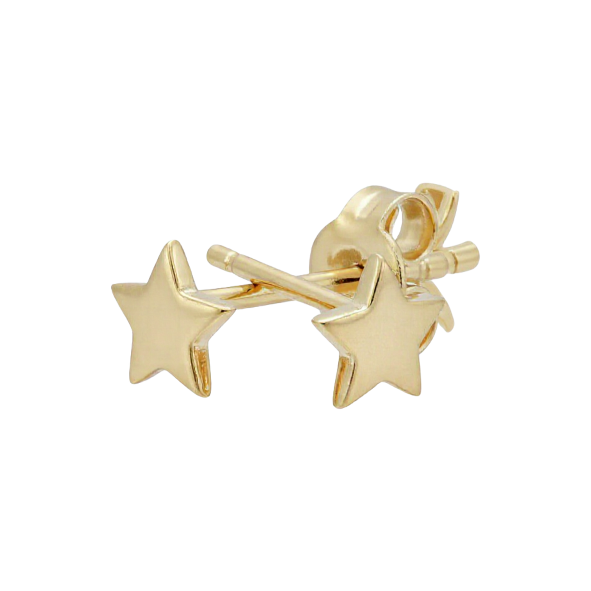 14k Solid Gold Tiny Star Stud Earring Plain Design by Fine Gold Jewelry