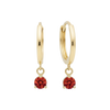 14k Solid Gold Dangling Solitaire Huggie Earrings with Claw-Set Gemstones by Fine Gold Jewelry