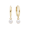 14k Solid Gold Dangling Solitaire Huggie Earrings with Claw-Set Gemstones by Fine Gold Jewelry