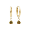 14k Solid Gold Dangling Solitaire Huggie Earrings with Claw-Set Gemstones by Fine Gold Jewelry