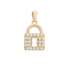 14k Yellow or White Gold Padlock Pendant with Zircon by Fine Gold Jewelry