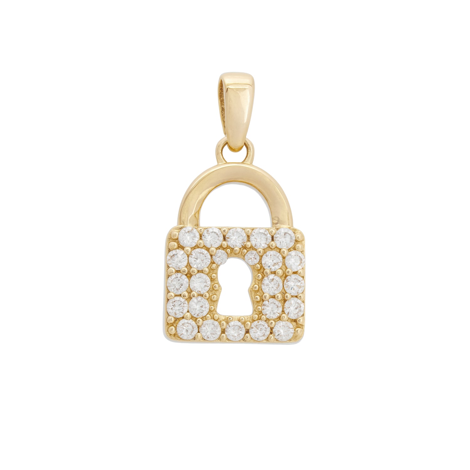 14k Gold Padlock Pendant with Zircon (Yellow & White Gold Options) | Fine Gold Jewelry