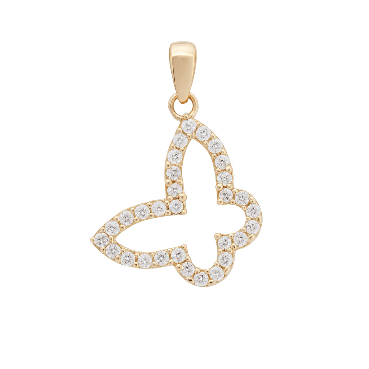 14k Yellow Gold Butterfly Pendant with Zircon by Fine Gold Jewelry