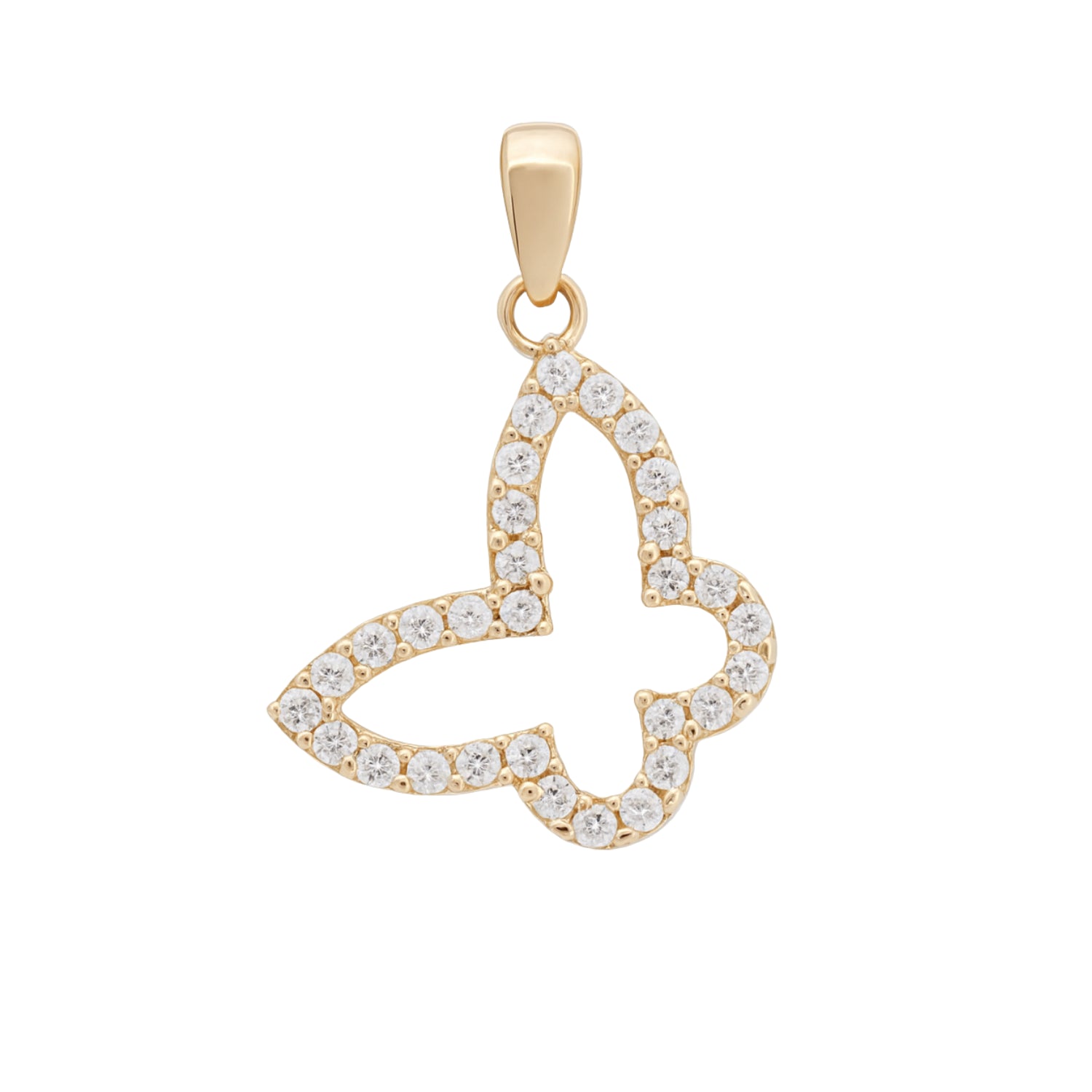 14k Yellow Gold Butterfly Pendant with Zircon | Fine Gold Jewelry