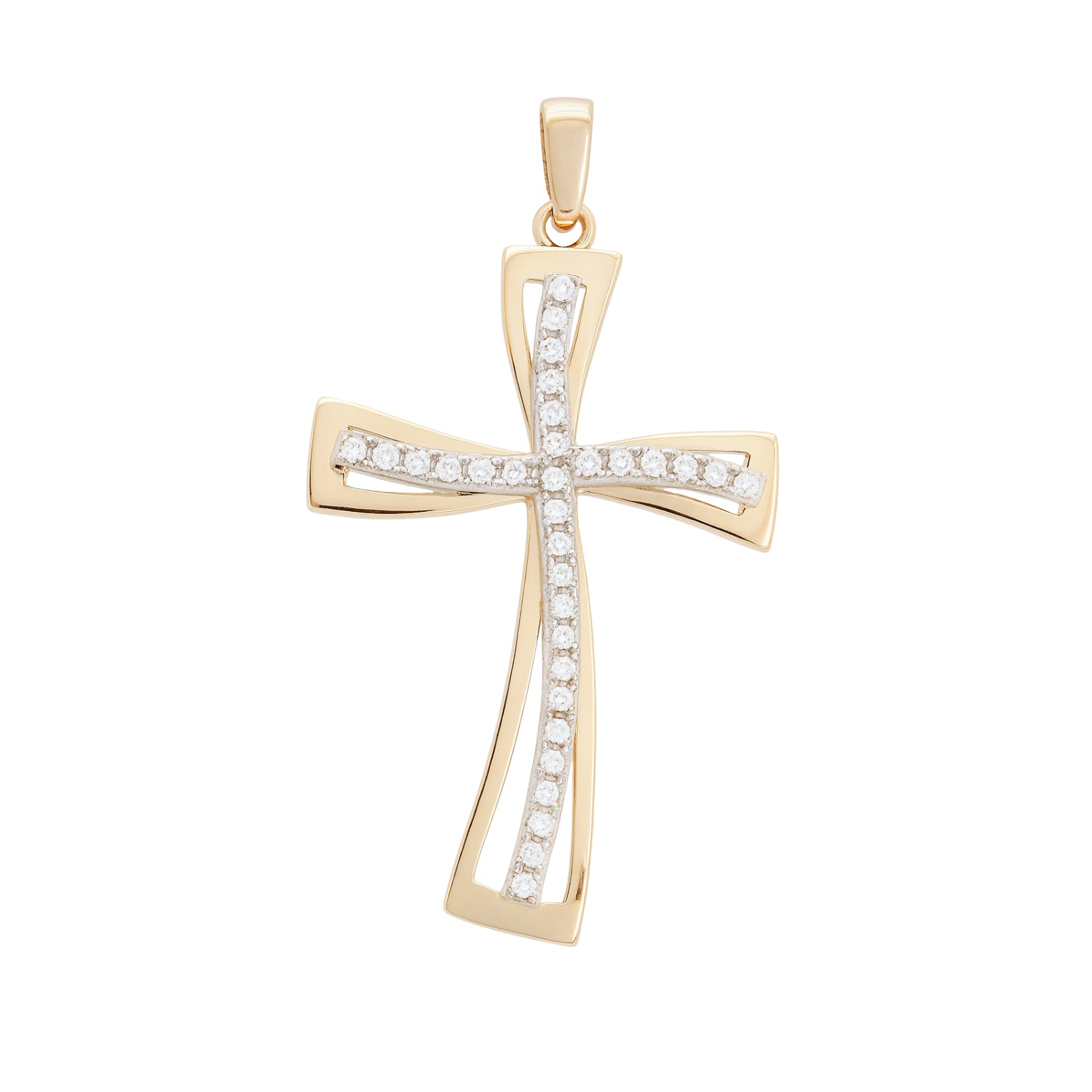 14k Yellow Gold Religious Cross Pendant (Claw Setting) | Fine Gold Jewelry