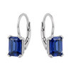 14k Gold and White Gold Leverback Earrings with Emerald-Cut Gemstones by Fine Gold Jewelry
