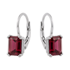 14k Gold and White Gold Leverback Earrings with Emerald-Cut Gemstones by Fine Gold Jewelry