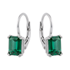 14k Gold and White Gold Leverback Earrings with Emerald-Cut Gemstones by Fine Gold Jewelry