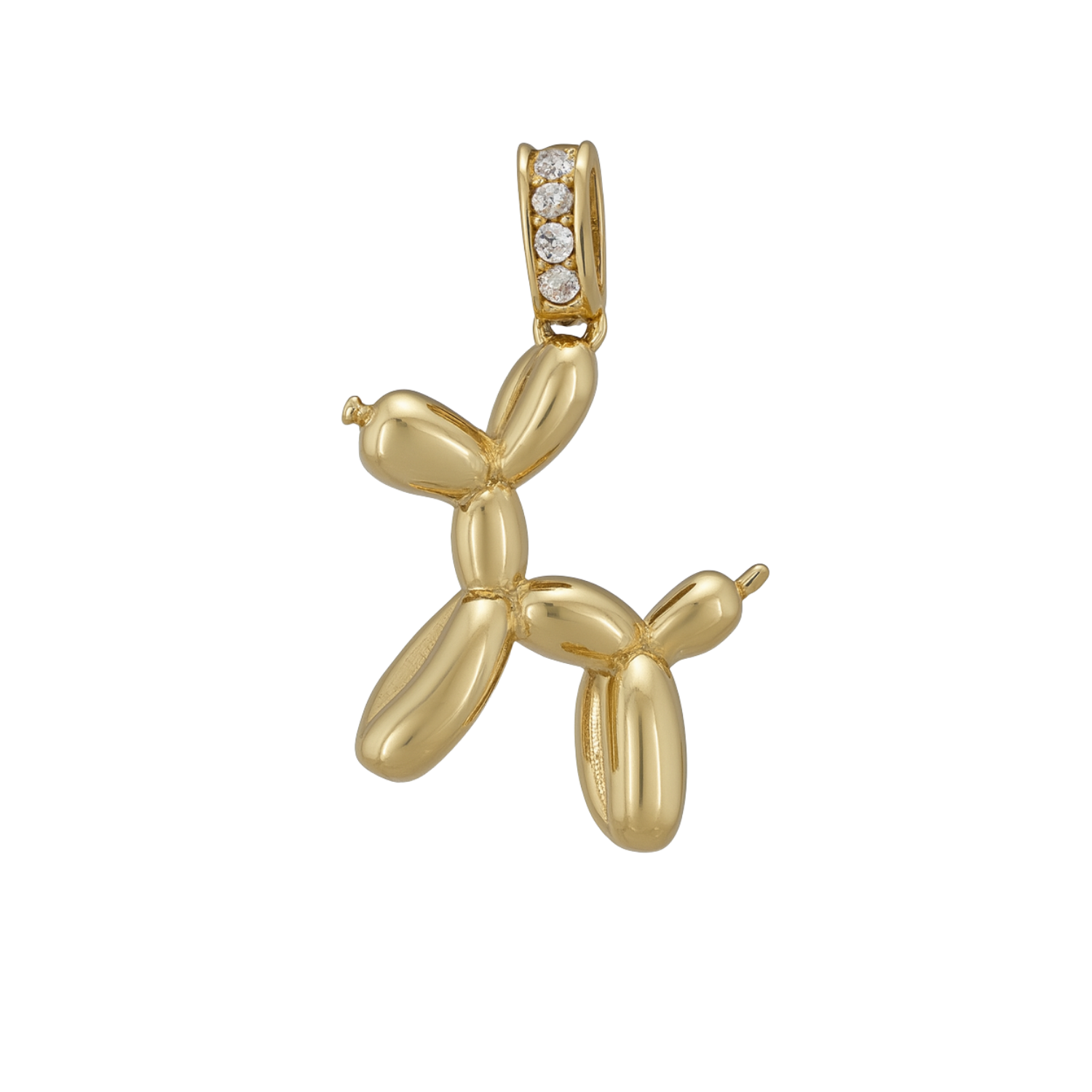 14k Yellow Gold Balloon Dog Pendant with Zircon | Fine Gold Jewelry