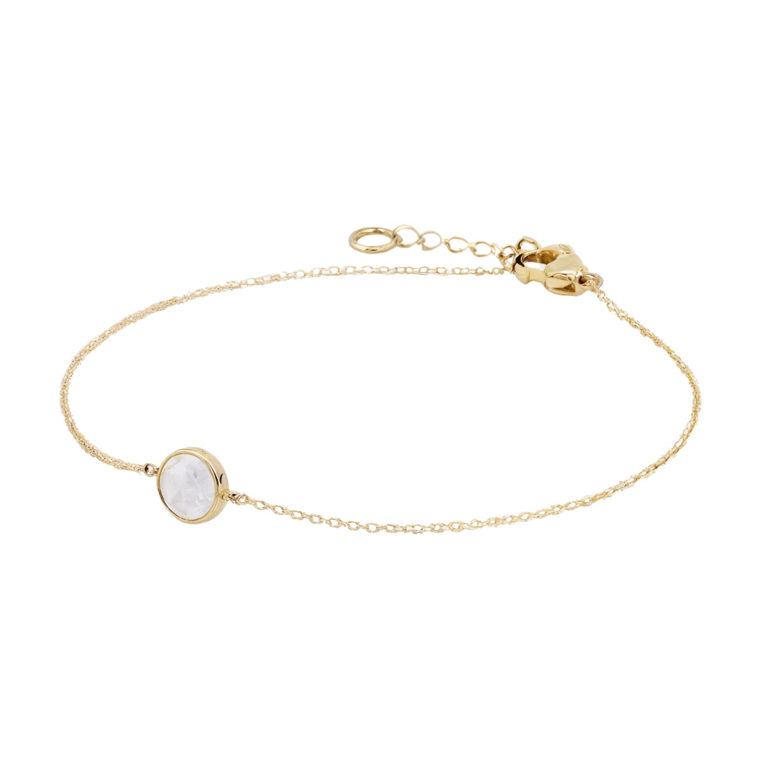14k Gold Round Mother of Pearl Bracelet | Trendy Minimal Luxury Jewelry by Fine Gold Jewelry