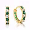14k Solid Gold 10mm Huggie Earring with Channel-Set Gemstone | Fine Gold Jewelry